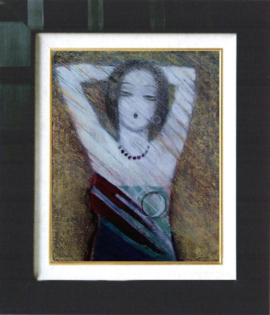 油絵 菅家令子 絵 絵画 インテリア 額付(薄青緑) F3-32023 女性像