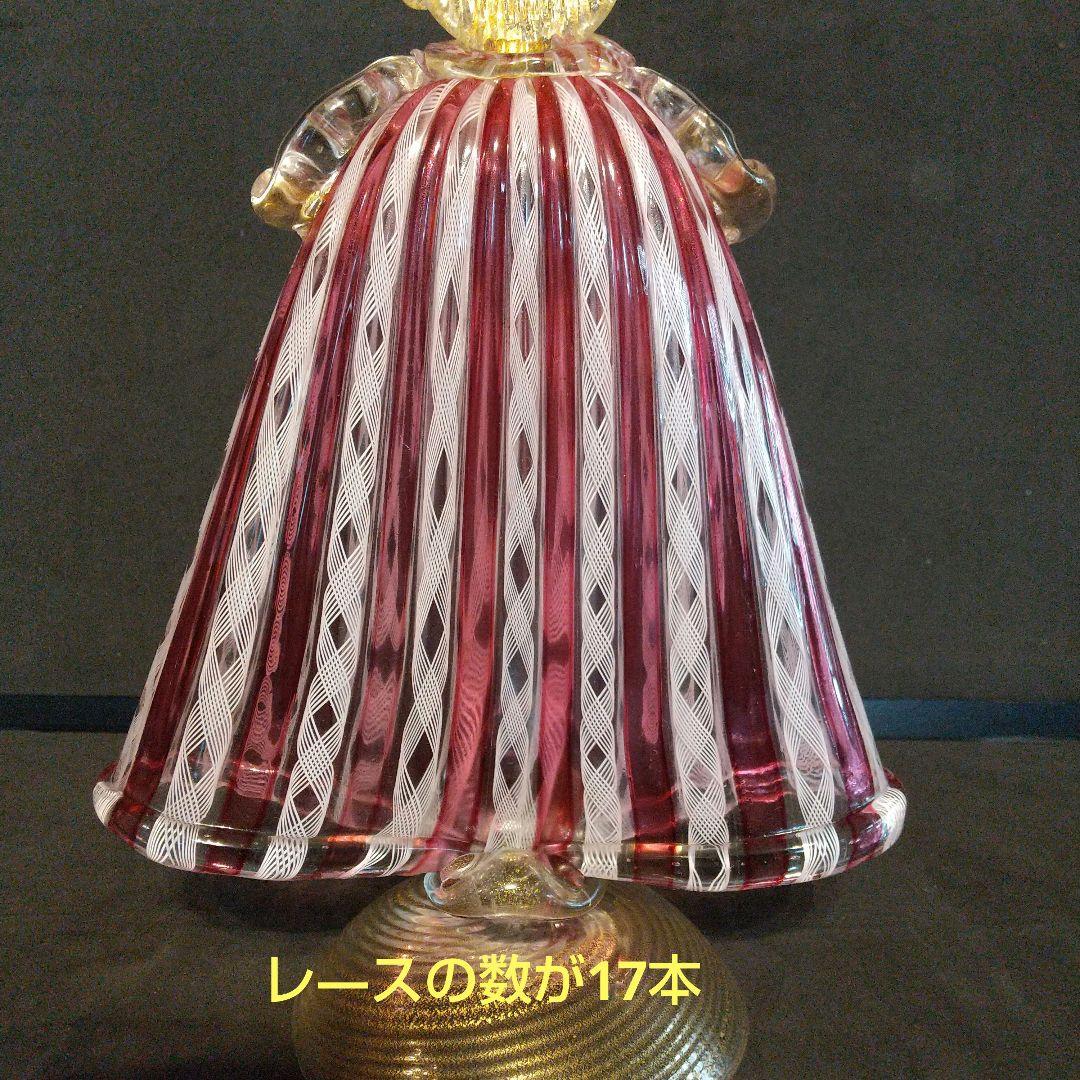 ベニチアングラス フィギュリン レ―ス模様 大型33センチ 金彩ガラス工芸品
