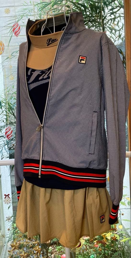 No.132 FILA ギンガムチェックトラックジャケット☆XL☆White☆