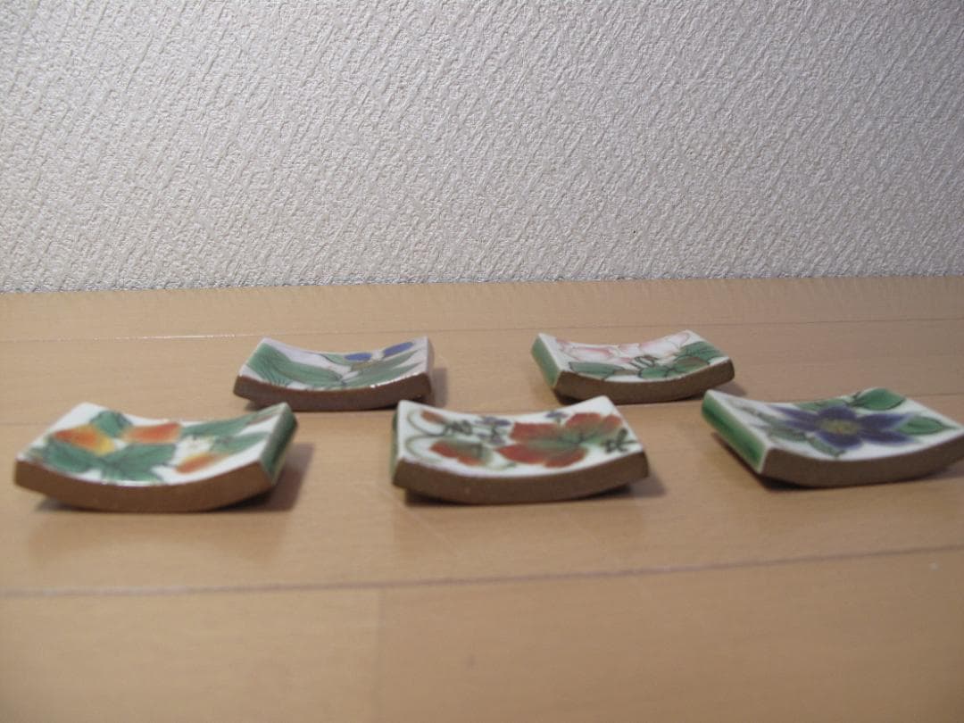 陶あん京焼清水焼 伝統工芸色絵付け　箸置き　５個セット