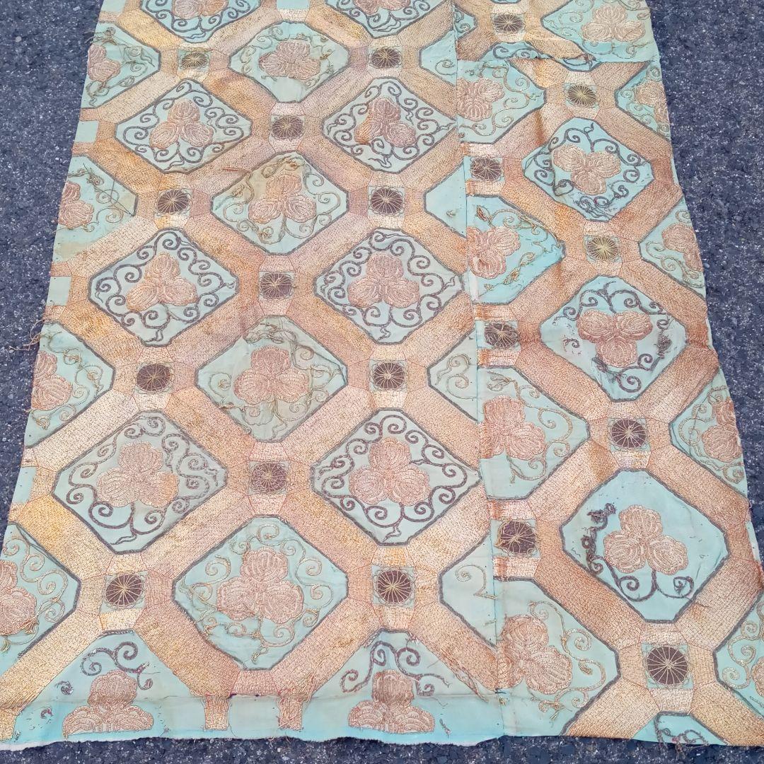 総金駒刺繍　打敷　内敷　総刺繍　仏教美術　地歌舞伎　歌舞伎　襤褸　骨董　古布