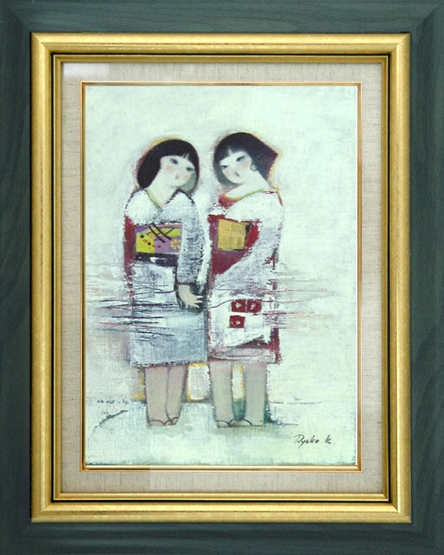 油絵 菅家令子 絵 絵画 インテリア F4-252023 女性 郷愁 雪国の子供