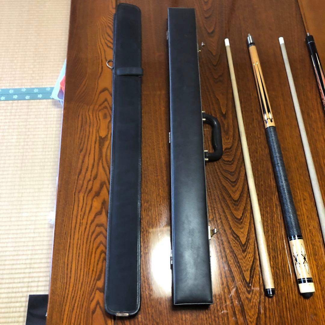 ビリヤードキュー　２本セット　ケース　バック付き　美品