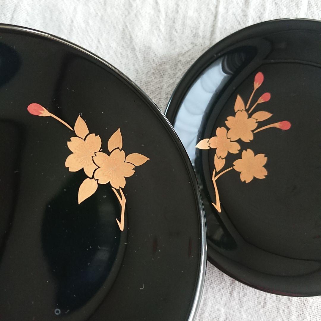 桜づくし 漆器 銘々皿 小皿 蒔絵 /輪島塗 越前漆器 茶道具 骨董 椀　印判